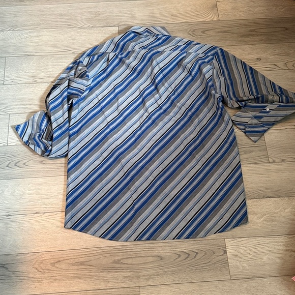 ManZini Men's Handmaid Italian Striped Button-Up Shirt Long Sleeve XXL 18-18.5 - Picture 2 of 5